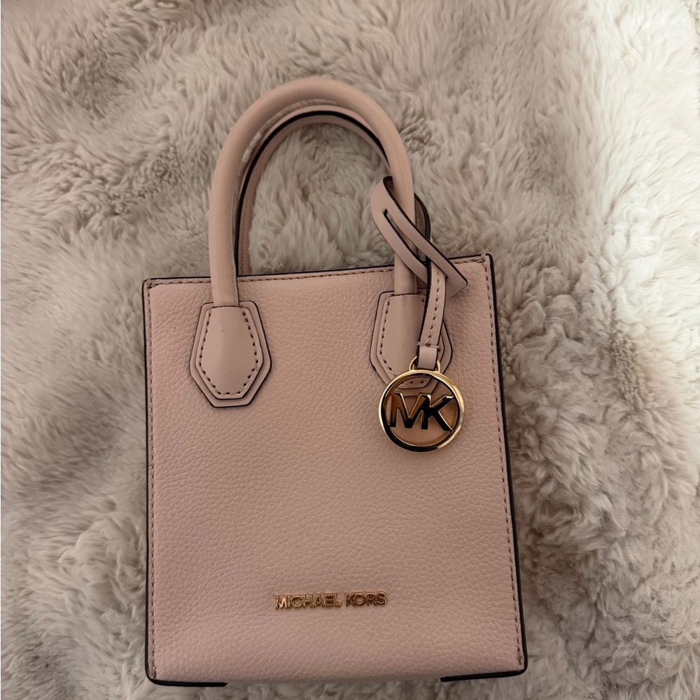Michael Kors Blush Leather Mini Tote with Gold MK Charm